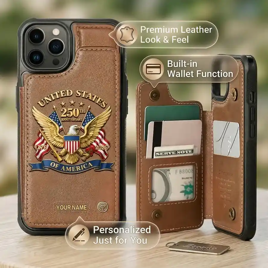 United States 250th Anniversary Custom Wallet Phone Case Personalized Leather Cover